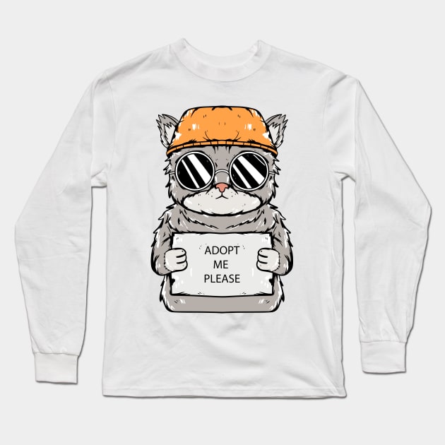 cat adopt me please Long Sleeve T-Shirt by Mako Design 